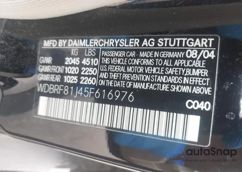 2005 Mercedes-Benz C 240 Luxury 4Matic из США, поврежденный, VIN WDBRF81J45F616976